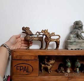 Coppia grandi Cani di Foo bronzo da collezione 