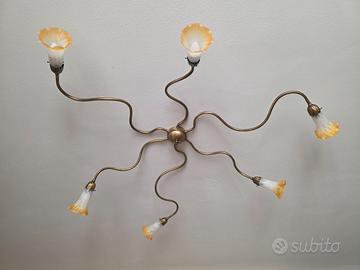 Plafoniera con 6 rami punti luce con campanule