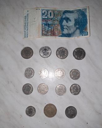Banconota e monete franchi svizzeri marchi tedesch