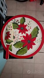 piatto porta pizza/torta in ceramica decorata