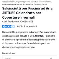 Salsicciotto gonfiabile anti ristagno piscina