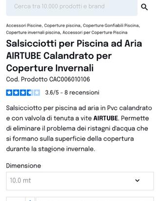 Salsicciotto gonfiabile anti ristagno piscina