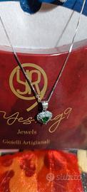 Collana argento sterling 725 con pietra.