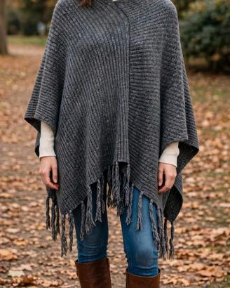 Poncho lana alpaca artigianale grigio nuovo