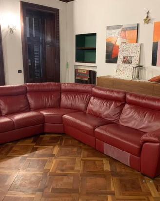 Divano Doimo in pelle con chaise-longue