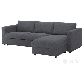Divano letto 3 posti/chaise-longue sfoderabile