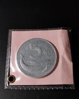 5 Lire 1953 Delfino Sigillata Italia