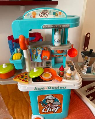 Cucina giocattolo 3 in 1 piu ‘ acessori