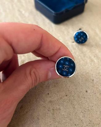 Gemelli originali Chanel vintage uomo colore blu