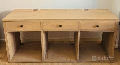 Cassapanca con finti cassetti e cesti (vero legno)