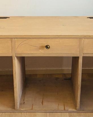 Cassapanca con finti cassetti e cesti (vero legno)