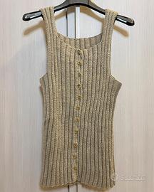 Top In Maglia Vintage Maglietta All'Uncinetto