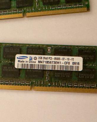 Lotto 6x RAM 2GB DDR3 PC3-8500S per Laptop/Mac