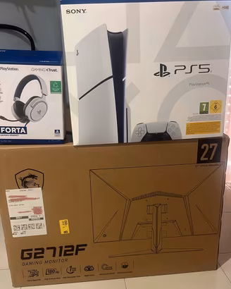 PS5 slim DISCO + cuffie + MONITOR MSI GAMING