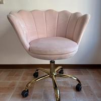 Poltrona da ufficio in velluto rosa