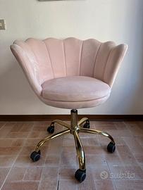 Poltrona da ufficio in velluto rosa
