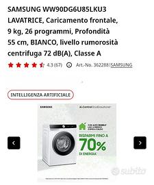 LAVATRICE SAMSUNG INTELLIGENZA ARTIFICIALE 