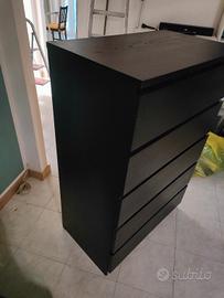cassettiera MALM Ikea 6 cassetti marrone/nero