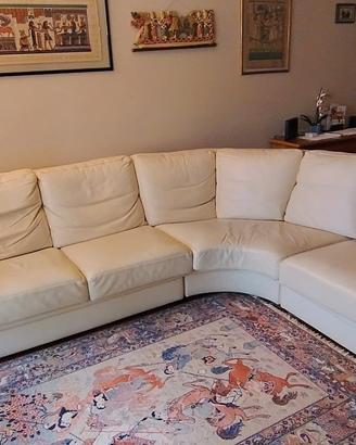 DIVANO ANGOLARE IN PELLE BIANCA 