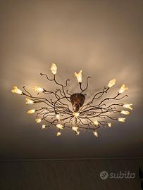 lampadario ferro battuto floreale