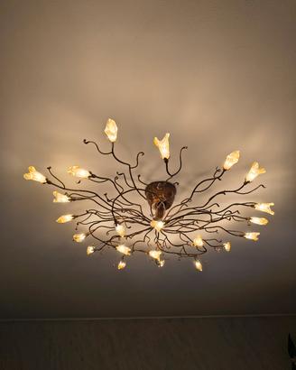 lampadario ferro battuto floreale
