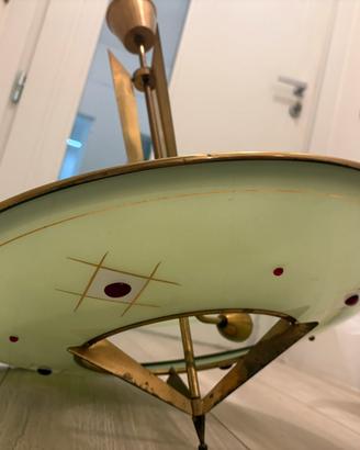 Lampadario vintage Arredoluce vetro e ottone