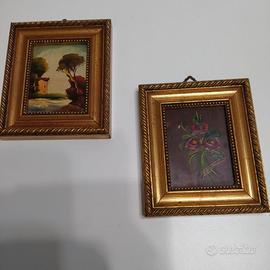 2 miniature dipinti a olio prima  metà del '900