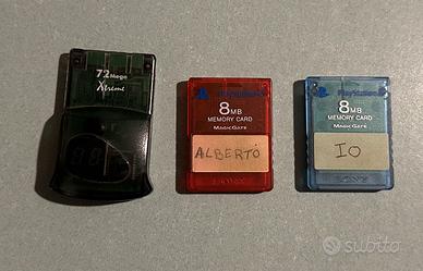 3 Memory Card PS2 - Rossa Blu