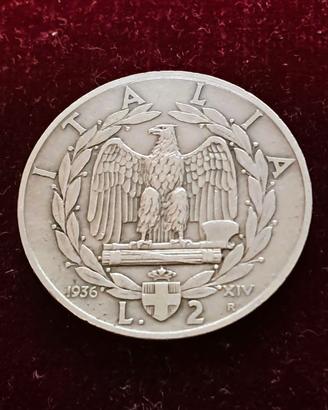 Regno d’Italia V.E.III – 2 Lire Impero 1936 Rara