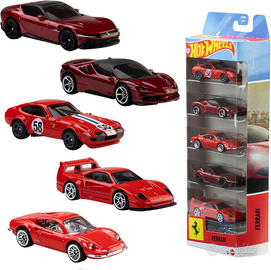 Hot Wheels Confezione da 5 Ferrari in scala 1:64