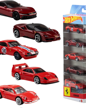 Hot Wheels Confezione da 5 Ferrari in scala 1:64