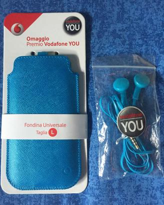 Custodia e auricolari originali Vodafone azzurri