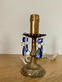 Lampada da tavolo abat-jour vintage ottone e blu