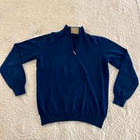 Maglia Lana FEDERICO OSTI Uomo Mezza Zip Blu - 48