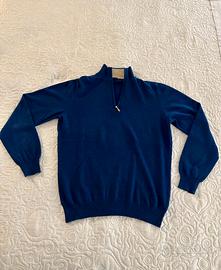 Maglia Lana FEDERICO OSTI Uomo Mezza Zip Blu - 48