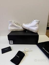 Scarpe Ysl n40 in tela bianca a collo alto