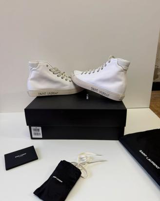 Scarpe Ysl n40 in tela bianca a collo alto