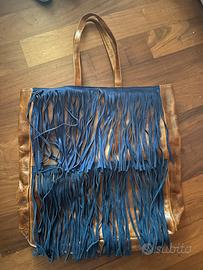 Borsa pelle con frange bKini mi.ma nuova