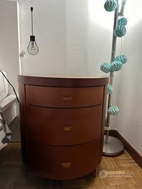 mobiletto tondo in ciliegio 3 cassetti