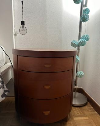 mobiletto tondo in ciliegio 3 cassetti