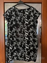 Vestito donna nero stampa floreale bianca