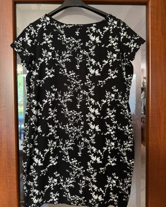 Vestito donna nero stampa floreale bianca