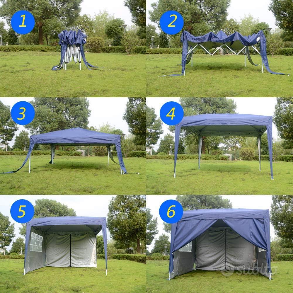 Gazebo 3x3 Grigio 3 teli Impermeabile Protezione UV 50+