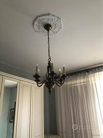 Lampadario a sospensione in metallo bronzato