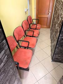Panca da attesa 4 sedute in tessuto da ufficio