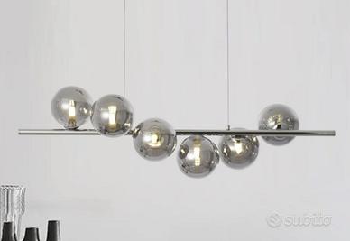 Lampadario a Sospensione argento con sfere fume