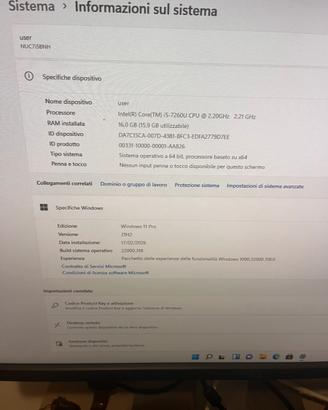 Computer mini intel nuc7i5 come in foto 16gb ram