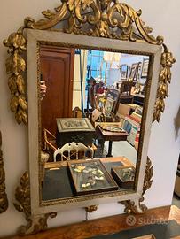 Specchiera antica del 1700 legno laccato e dorato