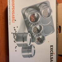 Porta spezie magnetico - 6 contenitori in acciaio