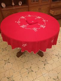 Tovaglia tonda vintage originale anni 60 rossa